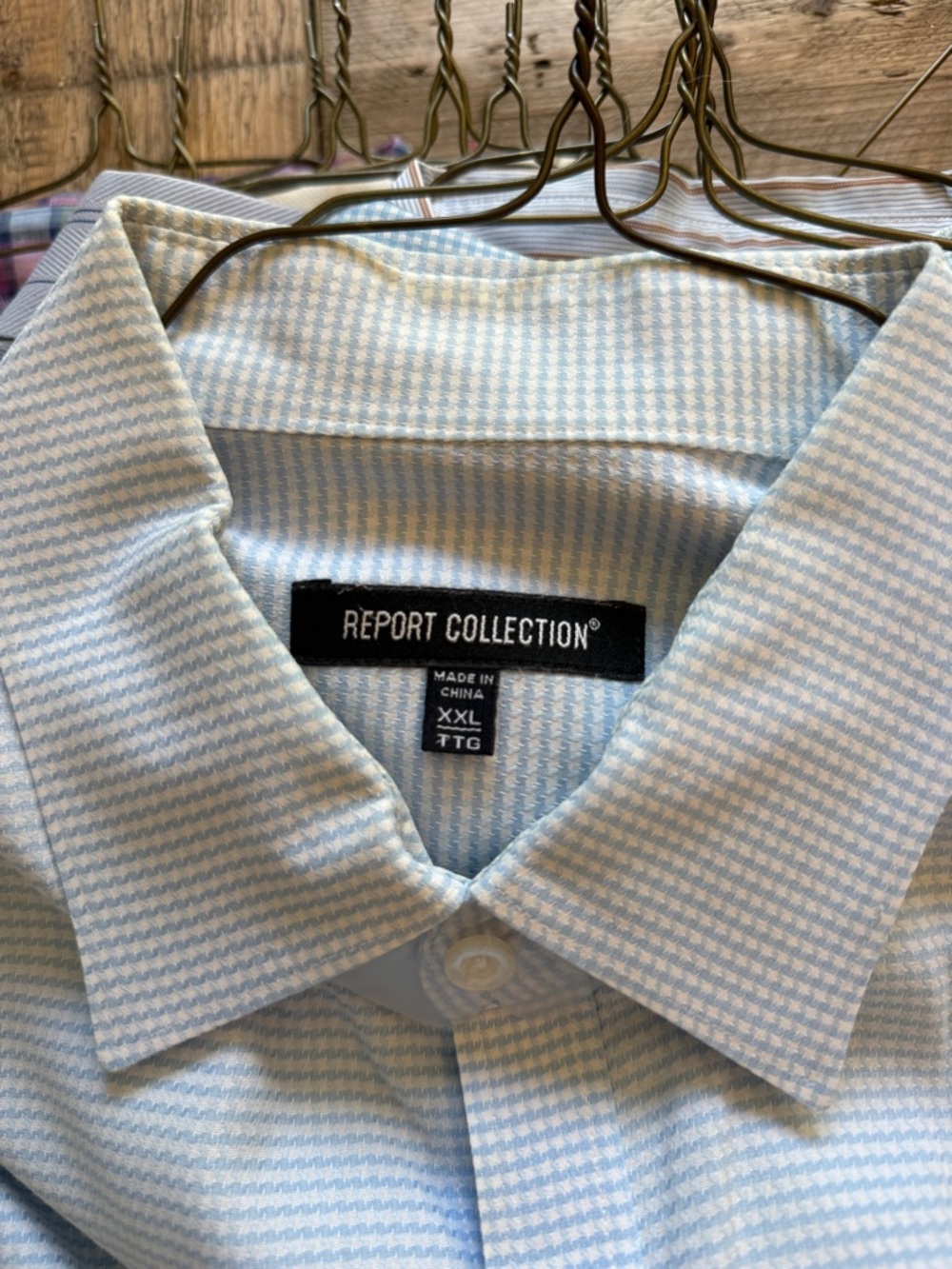 Report Collection Light Blue Micro-Pattern Dress Shirt